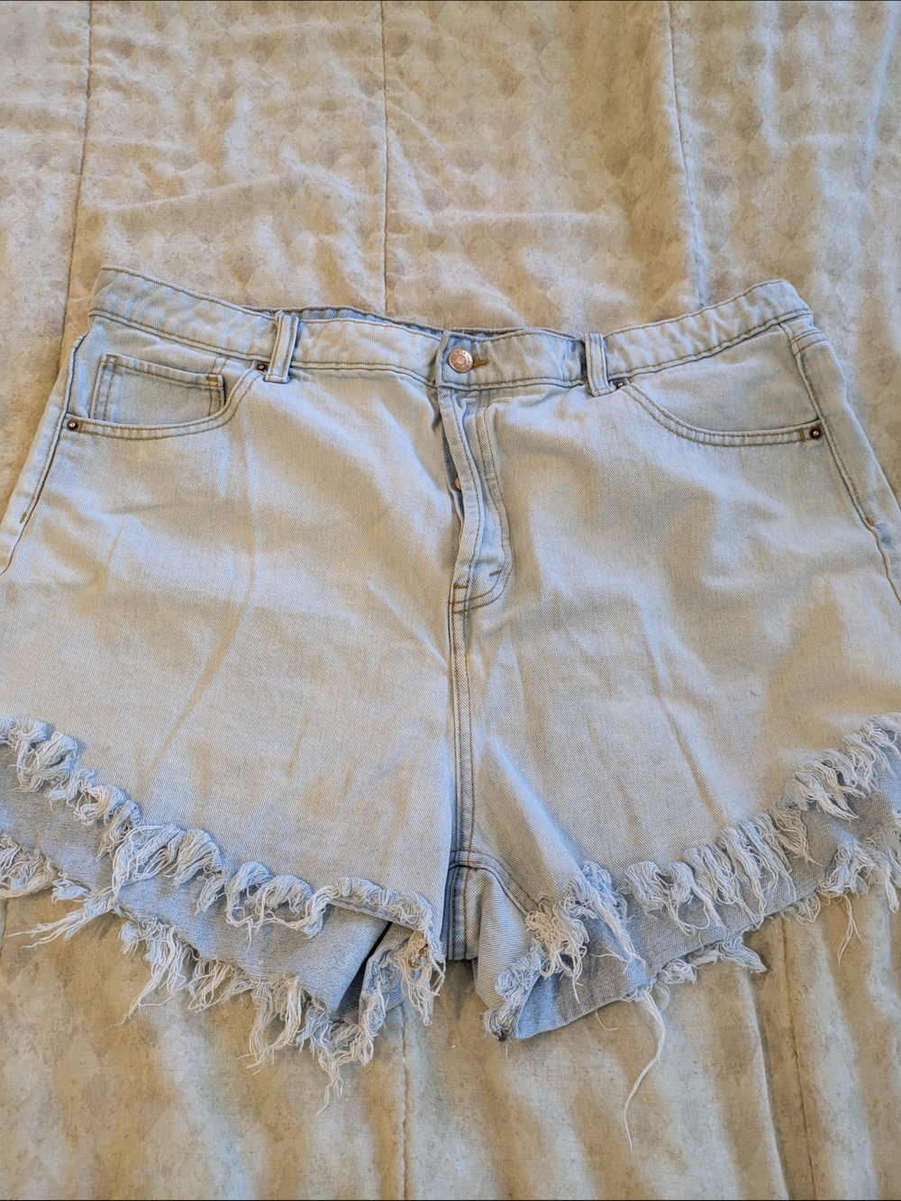 Juniors Light Blue Frayed Hem Denim Shorts